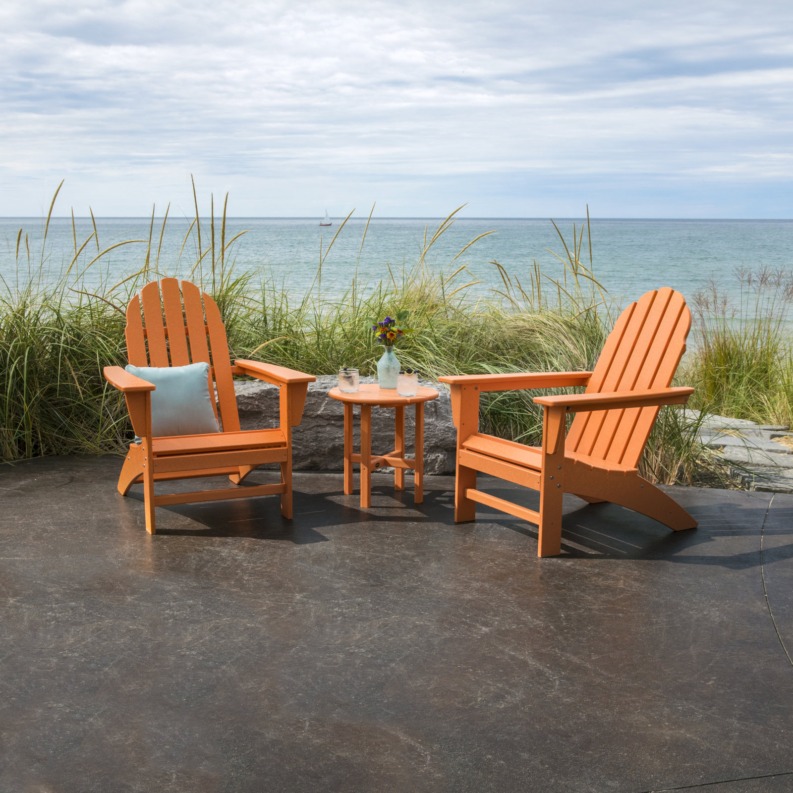 POLYWOOD® Vineyard 2-Person Patio Seating Group, Tangerine