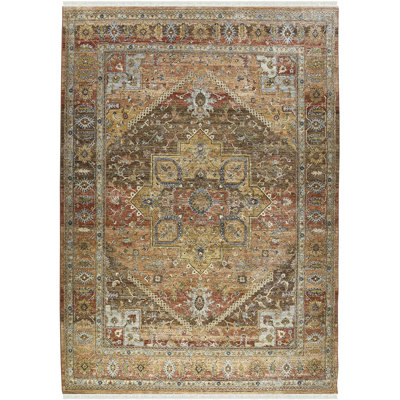 Wool Geometric Area Rug in Orange