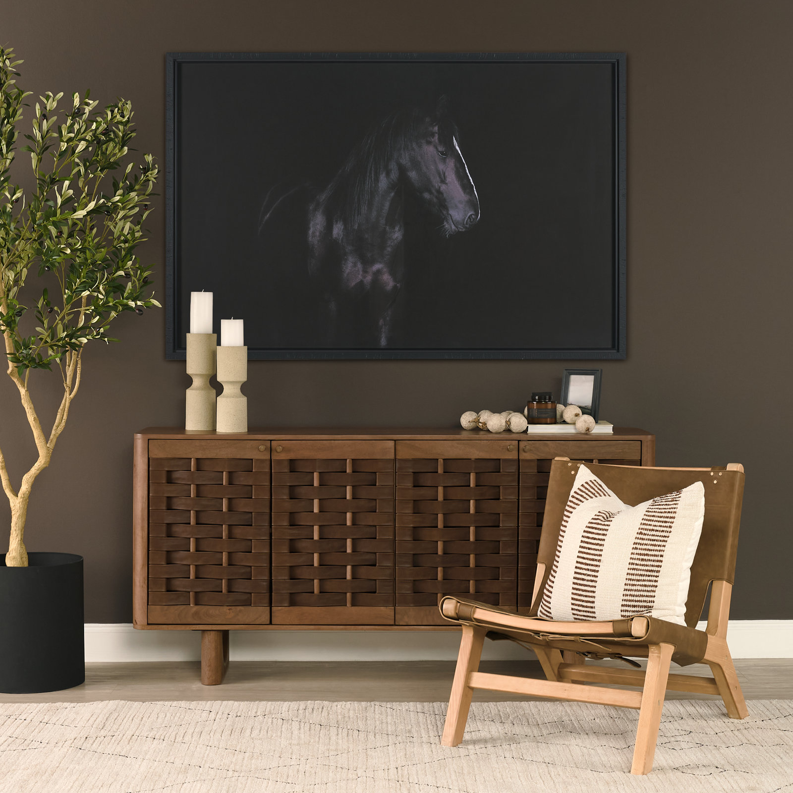 Coucher Genuine Leather Accent Chair, Brown Genuine Leather, Brown