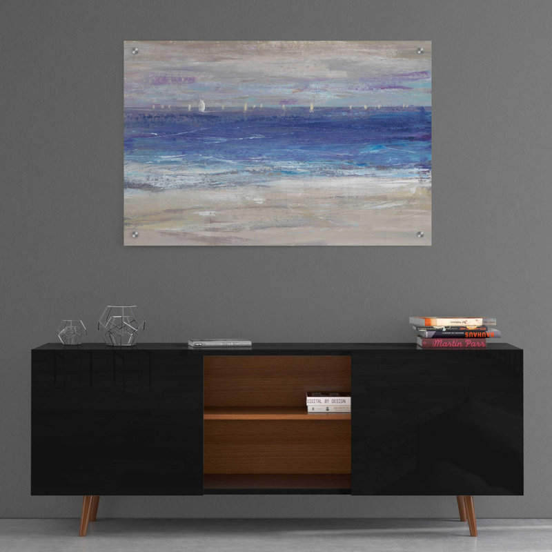 «Distant Regatta I» par Tim O'Toole, art mural en verre acrylique, H 24 po x l 36 po x P 0,2 po