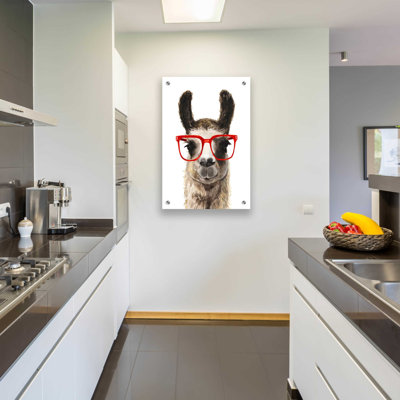 «Hip Llama I» par Victoria Borges, art mural en verre acrylique