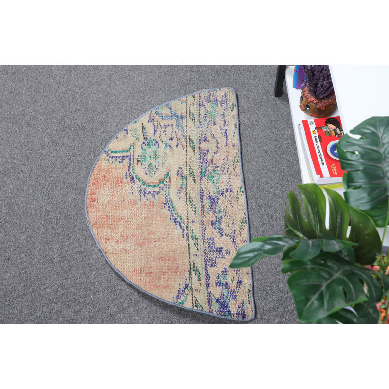 Small Round Beige Turkish Oushak Wool Rug Ideal for Entryway and Antique Decor Lovers