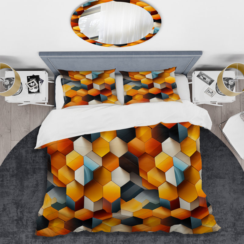 Literie Quenetta, Housse de couette pour grand lit et 2 taies décor