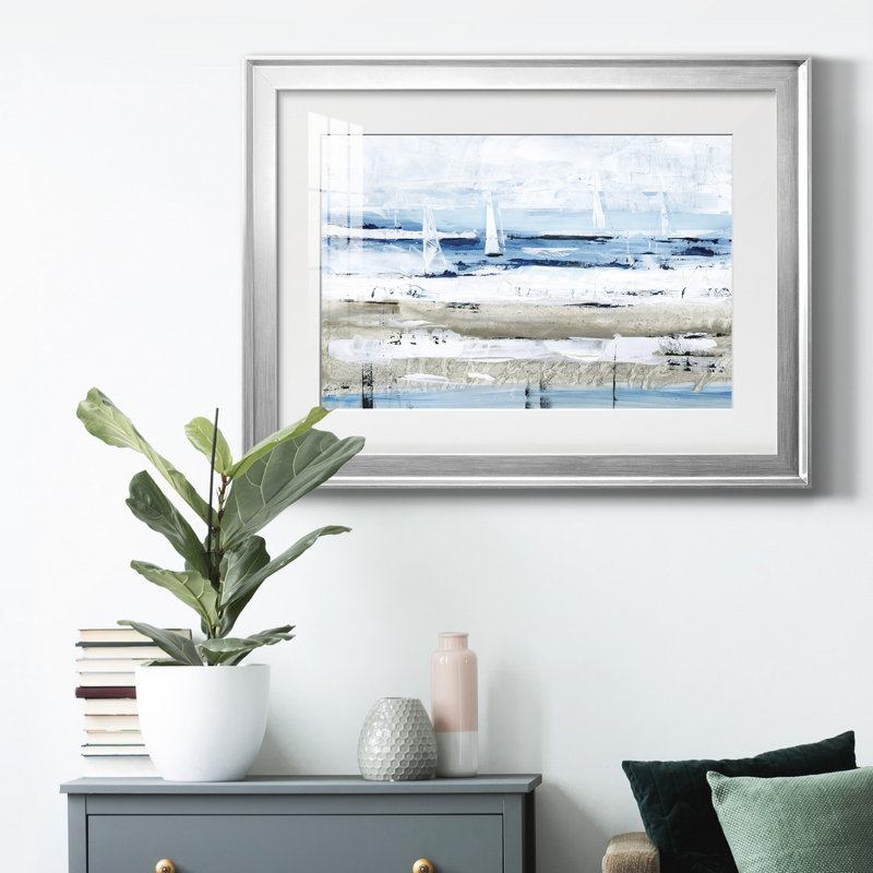 «Sea Gaze I», reproduction encadrée de qualité supérieure - prête à être accrochée, Argent, H 22,5 po x l 30,5 po x P 1 po