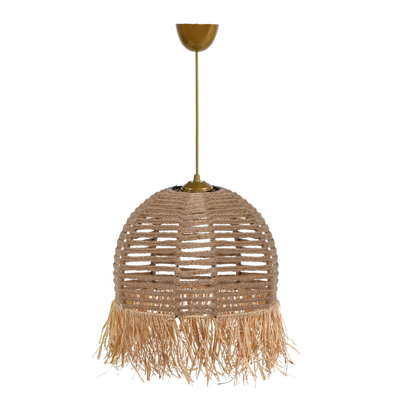 Bohemian Rustic Chandelier, Cream Color, 11.8 in Diameter x 31.5 in Height | Stylish Plastic Body with Cotton Cap, E27 Socket Max 40W | Perfect for Country Home Decor & Cozy Ambiance