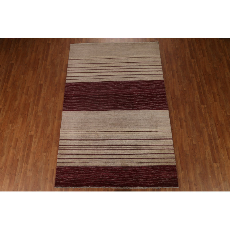Tapis rayé en laine Gabbeh Kashkoli fait à la main