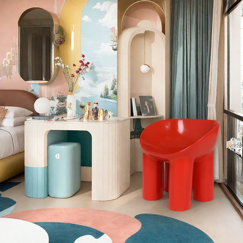 Chaise longue simple en fibre de verre simple rouge