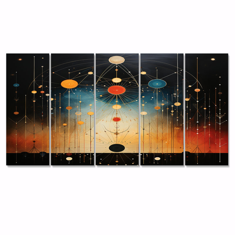 Coreyonna - Paysage abstrait, art mural sur toile, 5 pièces, H 32 po x l 80 po