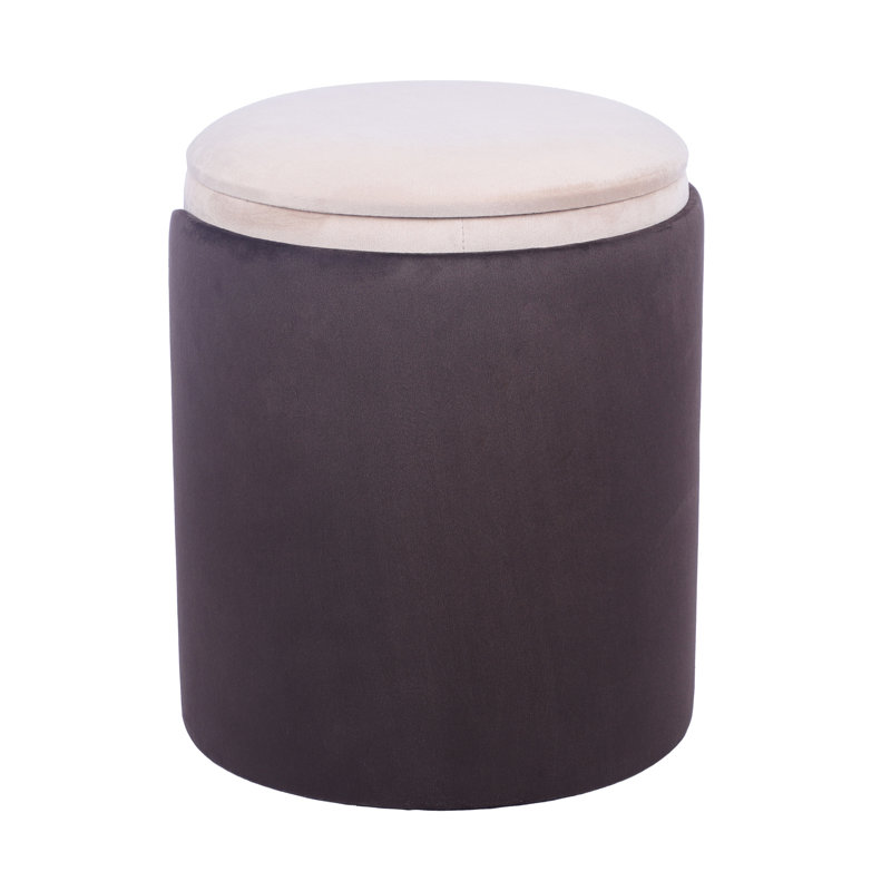 Tabouret de meuble-lavabo à deux tons avec rangement brun, élégant pour la chambre d'amis, intérieur spacieux de l 13 po, bois d'ingénierie, 14,5 dimensions, capacité de 265 lb, design moderne, velours avec rangement, détails dorés, multicolore