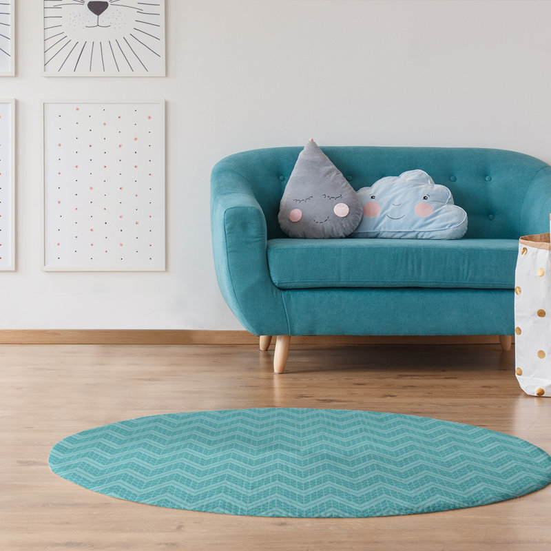 Chenille Chevron Indoor Rug, Round 5'