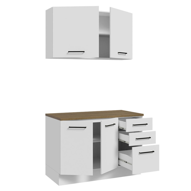 2-Piece Garage and Utility Room Storage Cabinet Set with 47 Inch Base Cabinet and 47 Inch Wall Cabinet Modular Storage Organization Unit - White