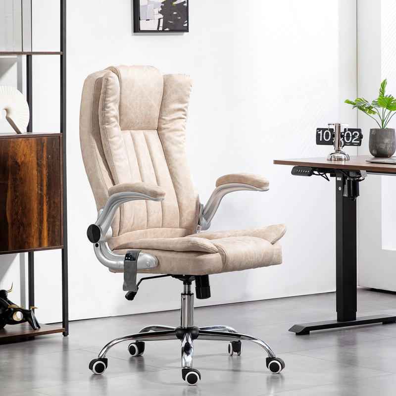 Fauteuil de direction HOMcom, Blanc, crème