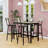 Rustic 5-Piece Bar Table Set with Sturdy Frame Table and 4 PU Leather Stools-526452201-526452204-526452206