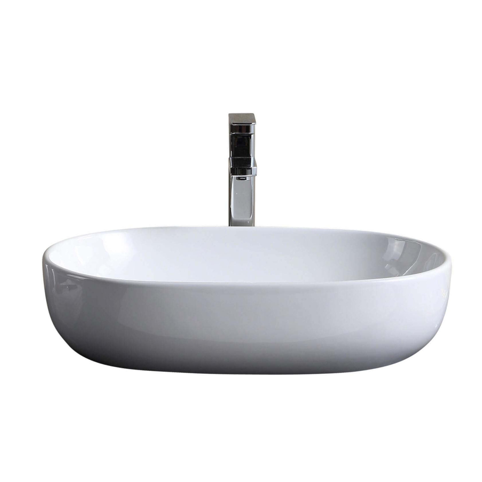 Modern Vitreous China Oval Vessel Bathroom Sink