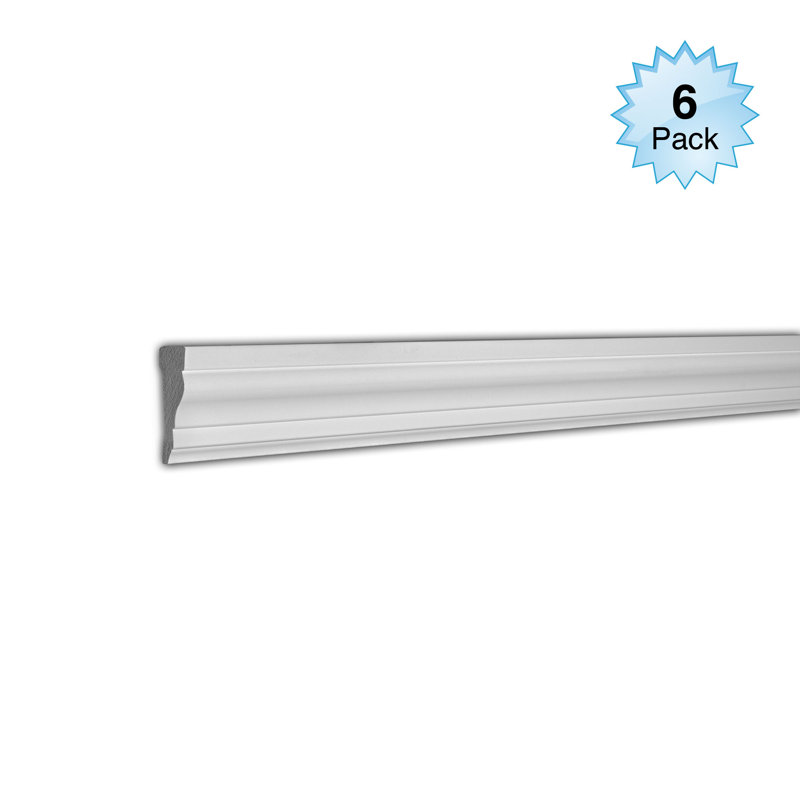 Unfinished White Polystyrene Crown Moulding, 8 Feet