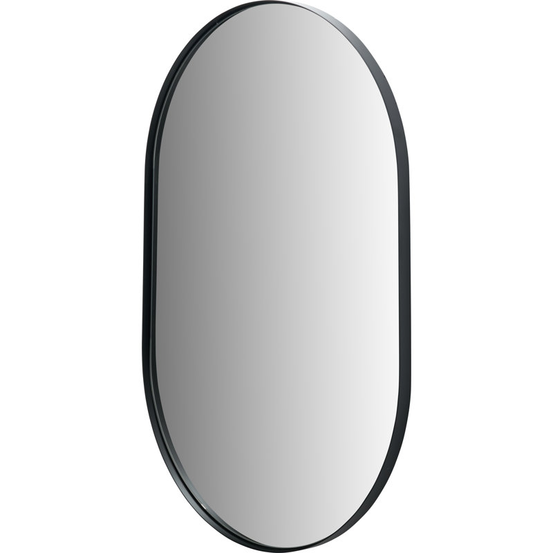 Stainless Steel Oval Wall Mirror, Black Metal