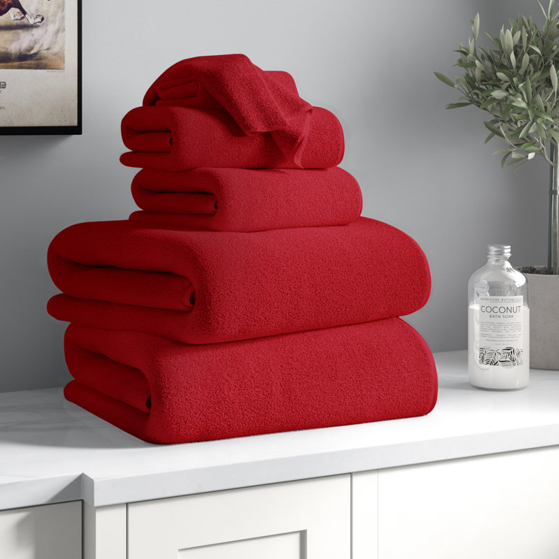 Raheeb 6PC Towel Set - Cotton Bathroom Accessories with 2 Bath Towels, 2 Hand Towels, and 2 Washcloths - Machine Washable Towels by Lavish Home 