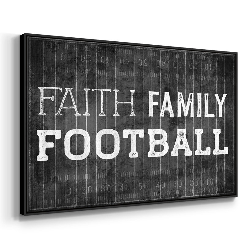 Faith Family Football, reproduction d'art sur toile, H 25 po x l 37 po x P 2 po, Noir