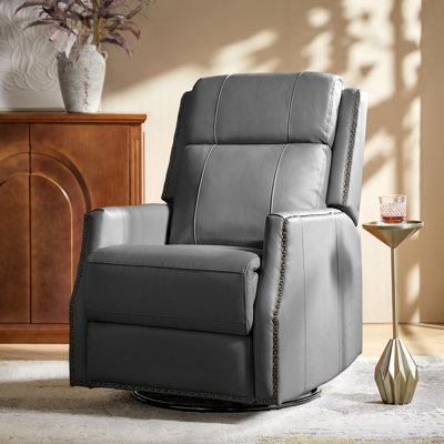 Elimelec Genuine Leather Manual Swivel Recliner