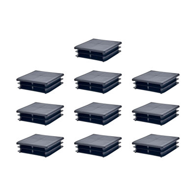 Outwater Plastic 2-1/2" Square Insert End Caps For Tubing, Finishing Plug For Square Tubing Chair Glide, Floor Protector, Fits Multi Gauge Tubing, USA Made, 10 Pack