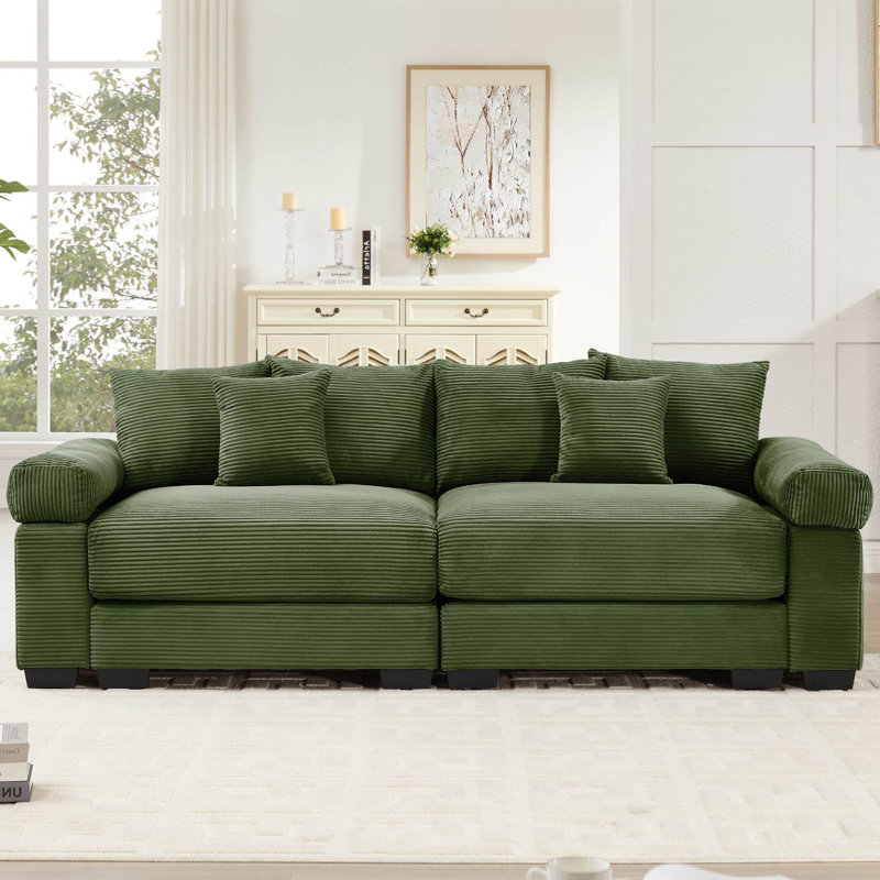 Canapé modulaire surdimensionné en velours côtelé de 82,6 po, Vert