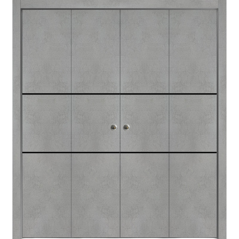Porte de grange en bois massif massif, 96 po x 84 po, Béton