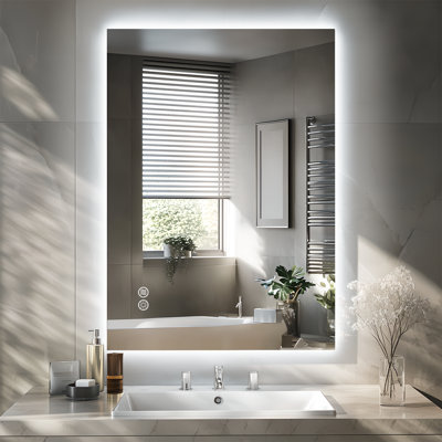 Lunara UL Certified Frameless Backlit LED Bathroom Vanity Mirror with 5mm Tempered Glass, 3-Color Temp, Dimmable, Anti-Fog