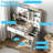 Glass Top Dressing Table - Jewelry Mirror Cabinet, 2 Drawers, LED Touch Lights & Power Strip-2091019188