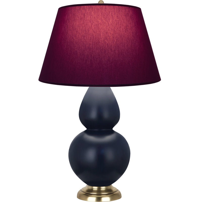 Double Gourd Table Lamp, Navy/Gray, Navy/Antique Silver