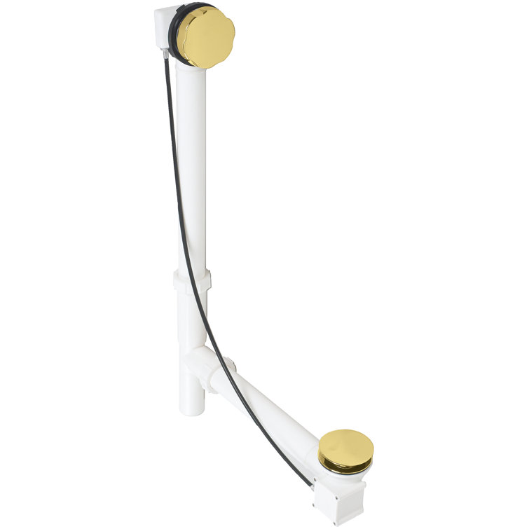 27" Cable Drive Pop-Up Bathtub Drain Trim with Poly Pipe Assembly and Rotary Overflow Cover