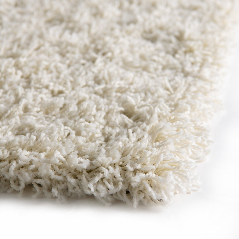 Tapis ivoire à poils longs Renesha, Tapis de couloir 2 pi 6 po x 19 pi 8 po