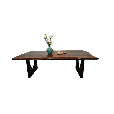 Southern Lodge Rectangular Raw Mesquite with Turquoise Inlay and Hand-Forged Wrought Iron