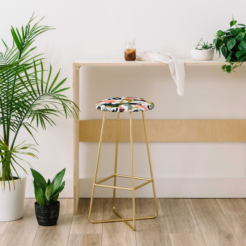 Upholstered Counter Stool with Metal Frame