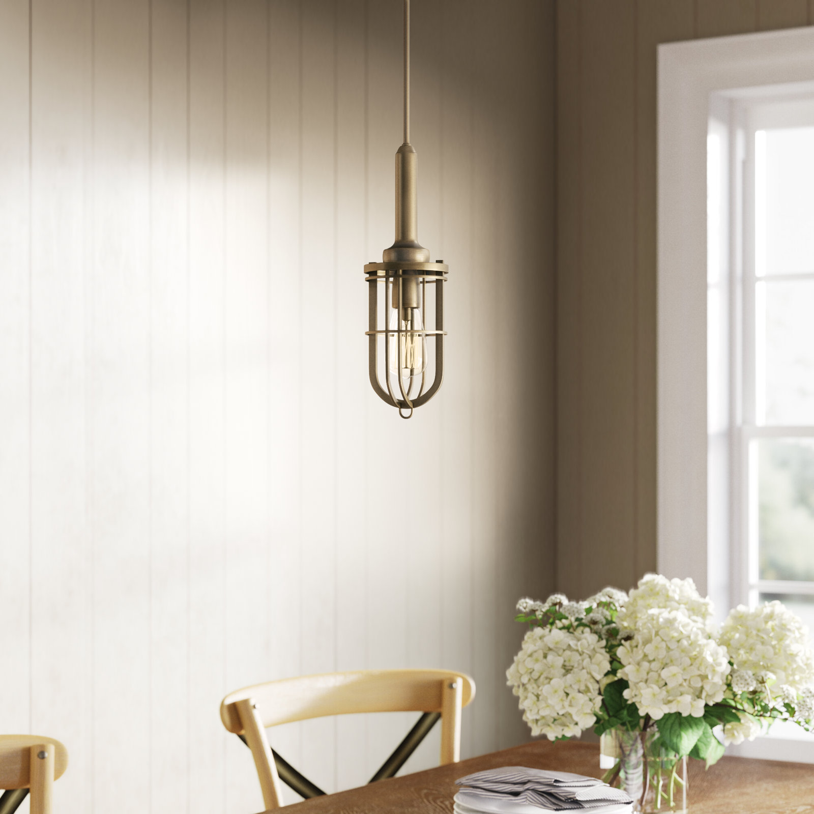 Single Light Dimmable Pendant, Brass
