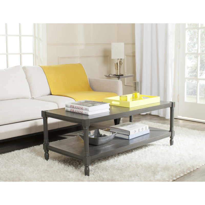 Gladston Solid Wood Top Coffee Table, Gray