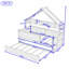 Lit en bois en forme de maison avec lit gigogne simple et bibliothèque-1379101192-1379101193