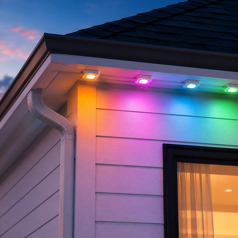 100ft RGBIC Permanent Outdoor Eave Lights with 60 Individually Controlled LEDs, App & Remote Control