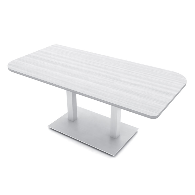 Table de conférence Ogren Duo, L 72 po x l 36 po, Cyprès blanc, Argent argent