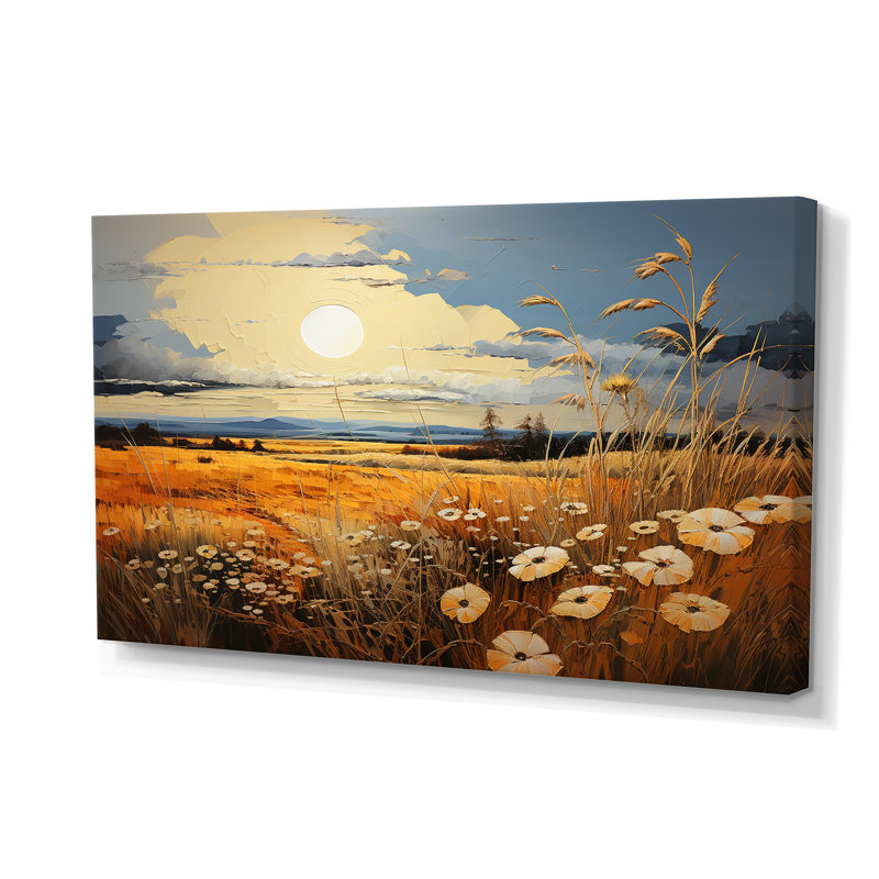«Yellow Blue Prairies Whispers Patchwork II», art mural sur toile