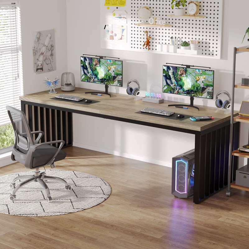Bureau d'ordinateur l 78,74 po Lapo, Gris / Noir