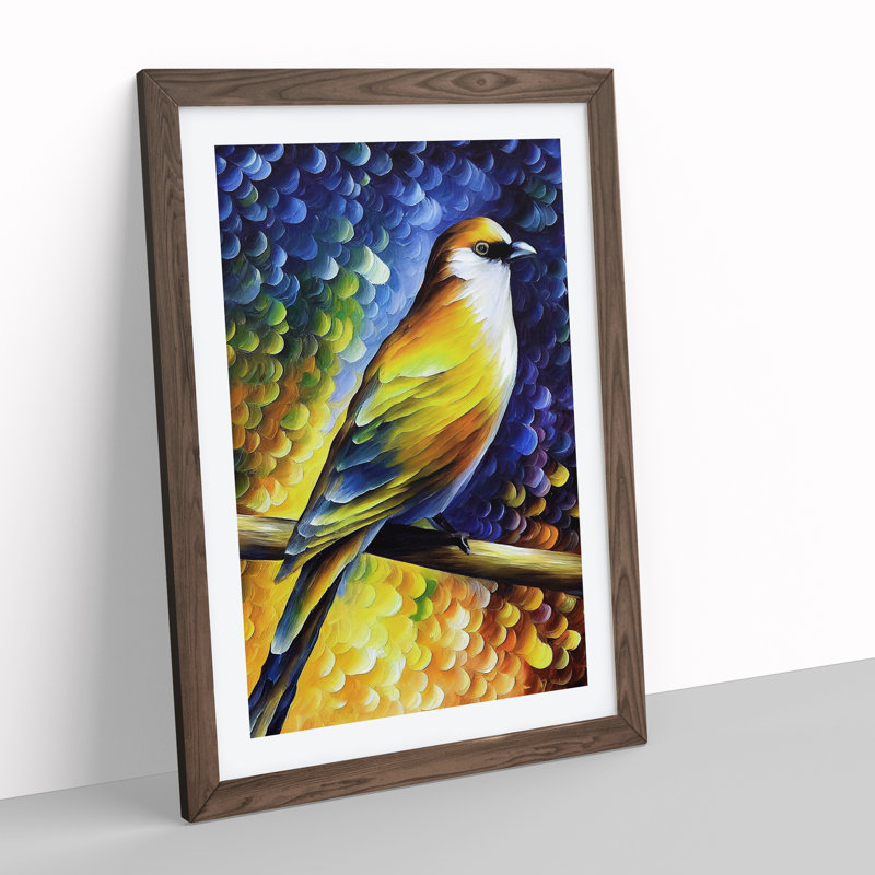 Bird Portrait No.1 - Wall Art, 66cm H x 48cm W x 2cm D, Walnut Framed, White