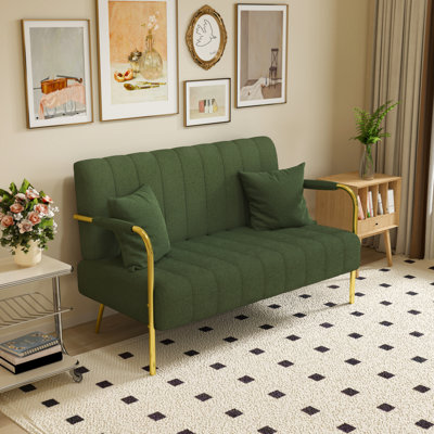 Canapé en polaire Teddy de 59 pouces Modern, deux coussins décoratifs, convient pour, appartement, bureau personnel