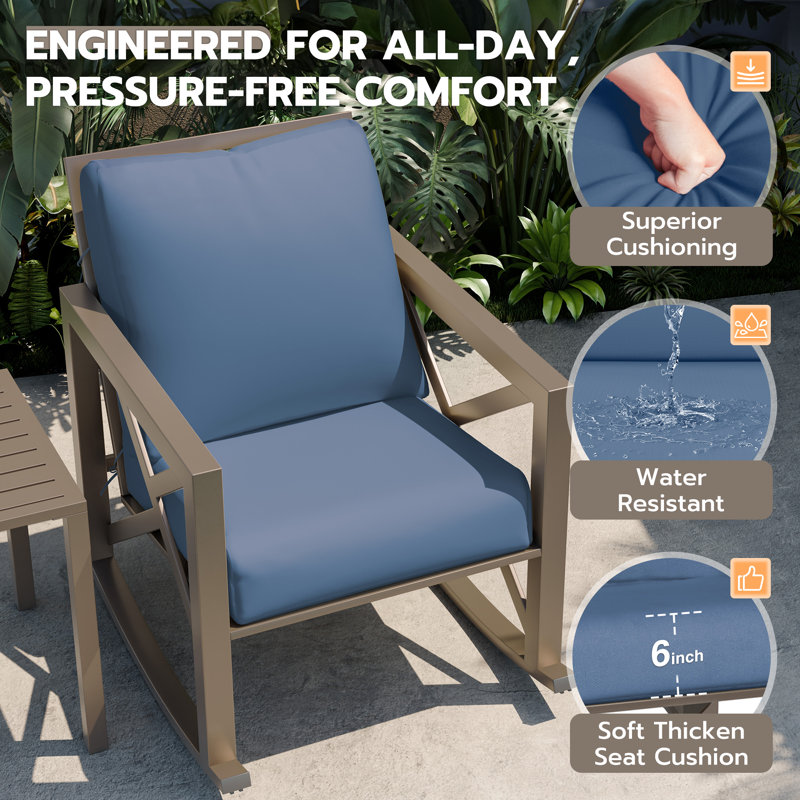 3 Piece Outdoor Patio Seating Set, Blue