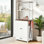Rangement à 2 niveaux avec panneau réglable 23,6 x 13,8 x 58,3 po blanc et brun foncé