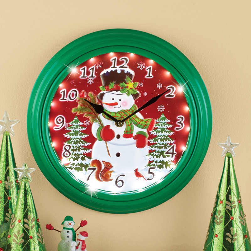 Christmas Xmas Wall Clock - Snowman Winter Wall Clock