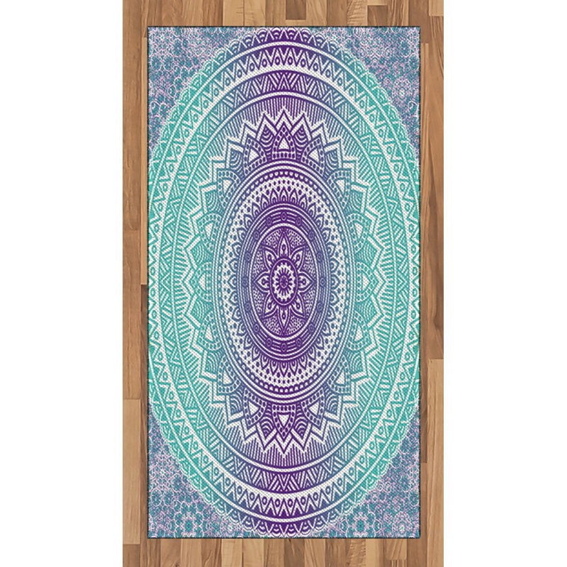 Blue and Purple High Density Long Fiber Poly Threads Decorative Area Rug Carpet, Rectangle 2'7" x 5'