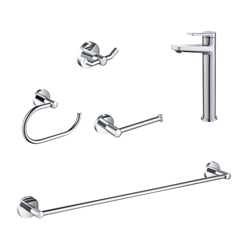 Indy 5 - Piece Bathroom Hardware Set, Chrome