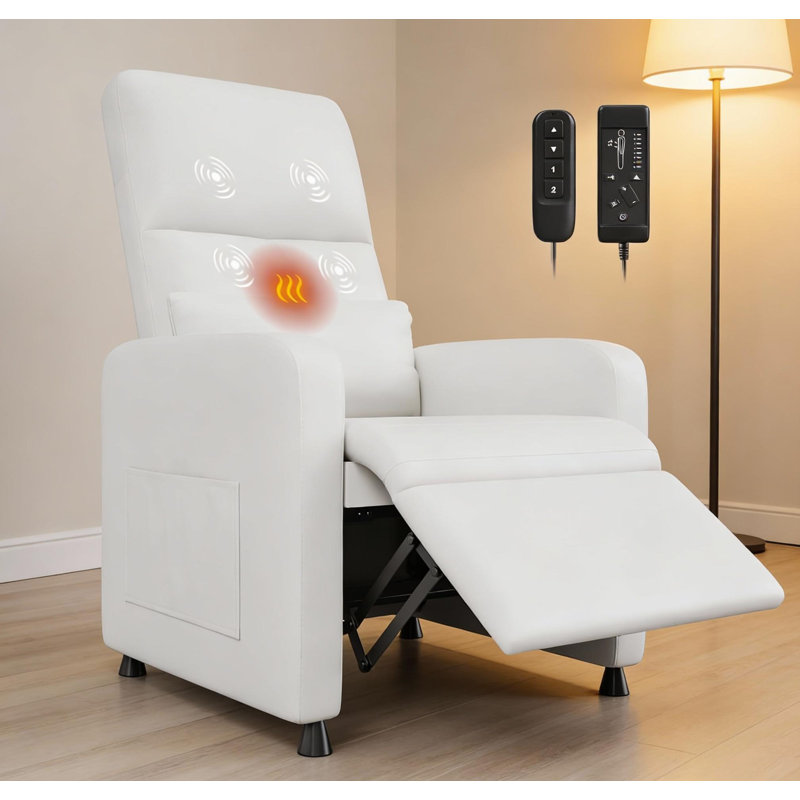 Fauteuil inclinable électrique, avec massage et chaleur, Blanc
