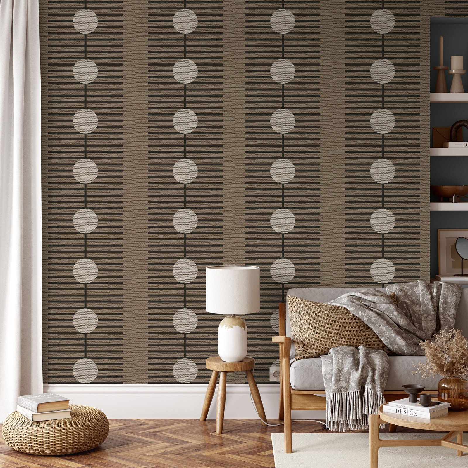 Nomalanga Self-Adhesive Wallpaper, Mocha, Non-pasted
