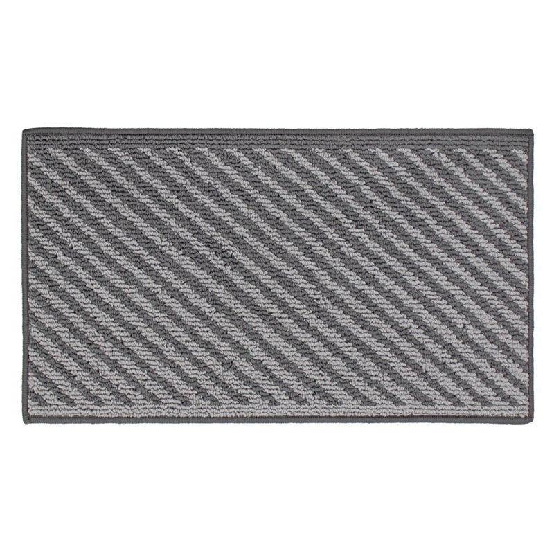 Non-Slip Striped Indoor Doormat, Rectangle W40 x L70 cm, Grey